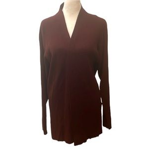 Eileen Fisher Ribbed Wool Cardigan in Chestnut. Size L. Gently Worn.